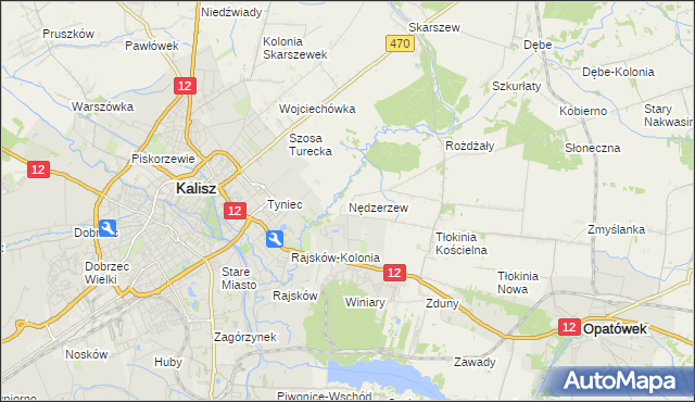 mapa Nędzerzew gmina Opatówek, Nędzerzew gmina Opatówek na mapie Targeo