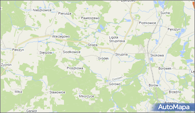 mapa Gródek gmina Wołów, Gródek gmina Wołów na mapie Targeo