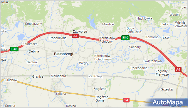 mapa Korniaktów Południowy, Korniaktów Południowy na mapie Targeo