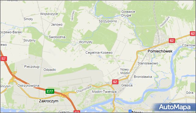 mapa Kosewo gmina Pomiechówek, Kosewo gmina Pomiechówek na mapie Targeo