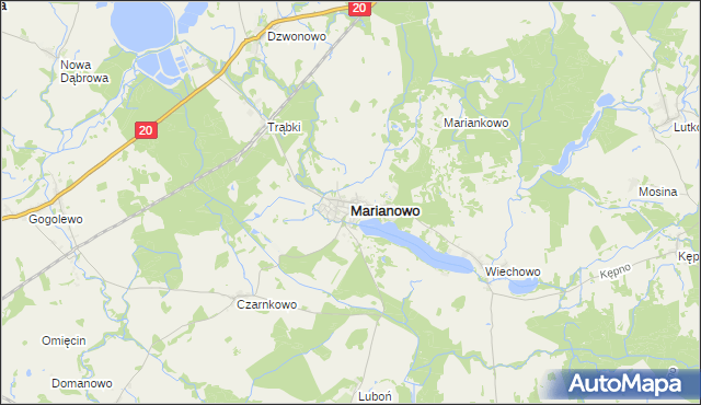 mapa Marianowo powiat stargardzki, Marianowo powiat stargardzki na mapie Targeo