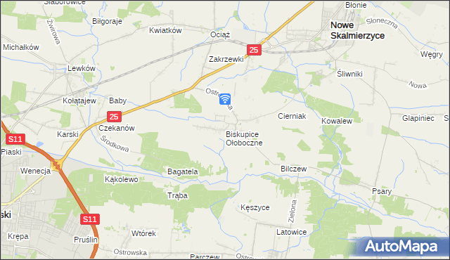 mapa Biskupice Ołoboczne, Biskupice Ołoboczne na mapie Targeo