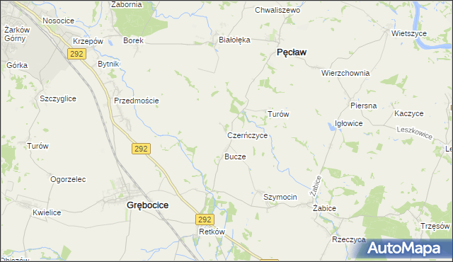 mapa Czerńczyce gmina Grębocice, Czerńczyce gmina Grębocice na mapie Targeo