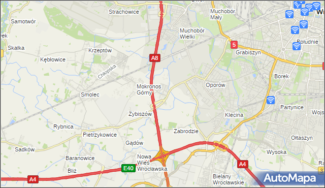 mapa Mokronos Dolny, Mokronos Dolny na mapie Targeo