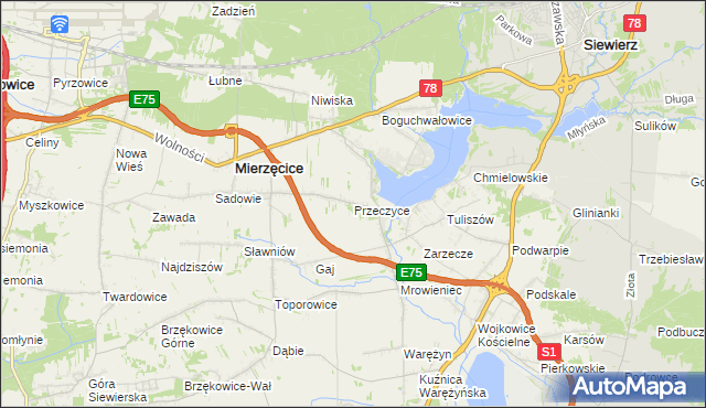 mapa Przeczyce, Przeczyce na mapie Targeo