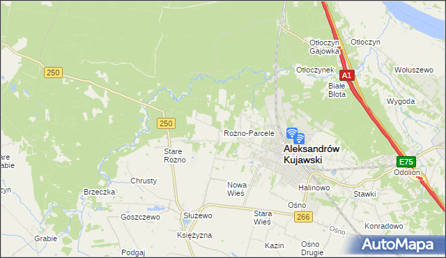 mapa Rożno-Parcele, Rożno-Parcele na mapie Targeo