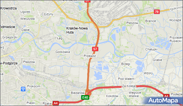 mapa Ulica gmina Kraków, Ulica gmina Kraków na mapie Targeo