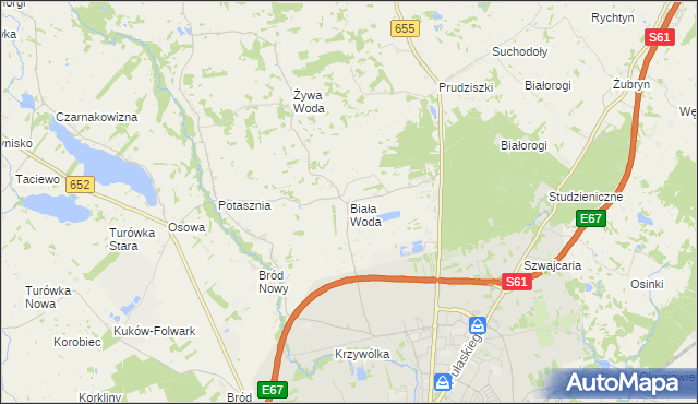 mapa Biała Woda gmina Suwałki, Biała Woda gmina Suwałki na mapie Targeo