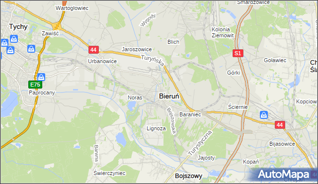 mapa Bieruń, Bieruń na mapie Targeo