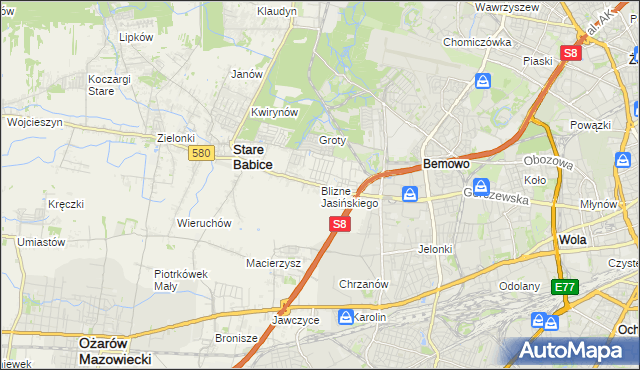 mapa Blizne Jasińskiego, Blizne Jasińskiego na mapie Targeo