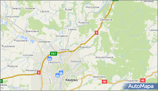 mapa Boguszyn gmina Kłodzko, Boguszyn gmina Kłodzko na mapie Targeo