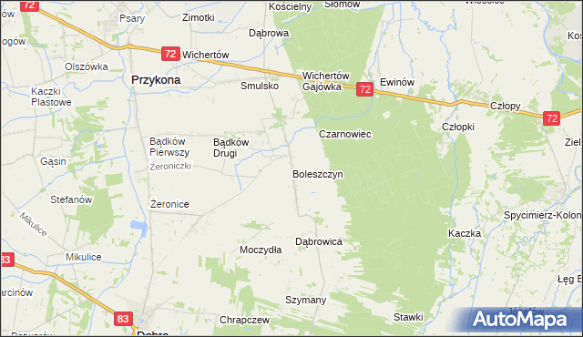 mapa Boleszczyn, Boleszczyn na mapie Targeo