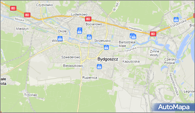 mapa Bydgoszczy, Bydgoszcz na mapie Targeo