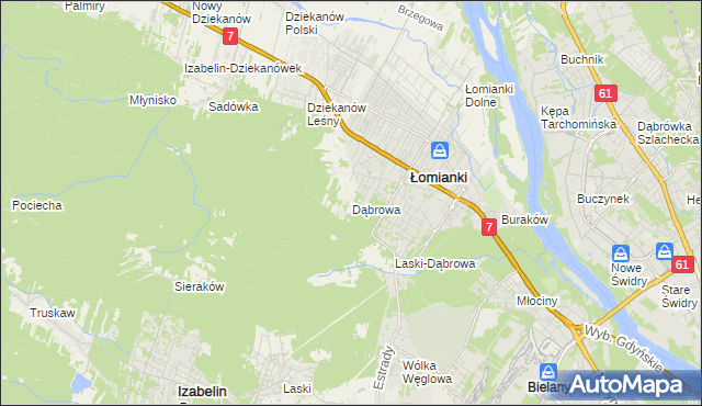 mapa Dąbrowa gmina Łomianki, Dąbrowa gmina Łomianki na mapie Targeo