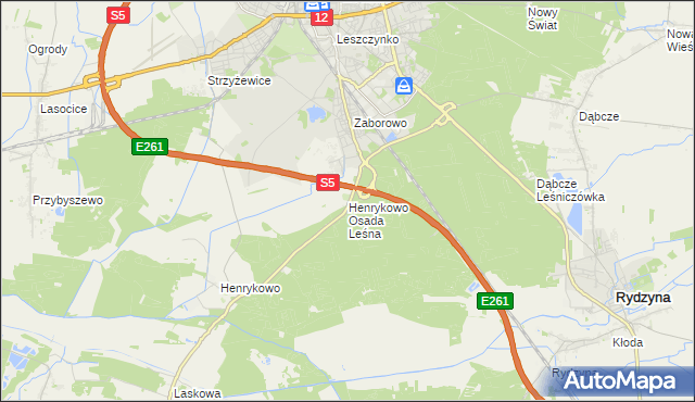 mapa Henrykowo Osada Leśna, Henrykowo Osada Leśna na mapie Targeo