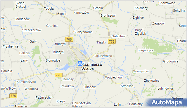 mapa Jakuszowice, Jakuszowice na mapie Targeo