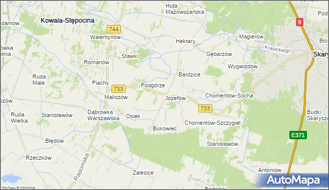 mapa Józefów gmina Kowala, Józefów gmina Kowala na mapie Targeo