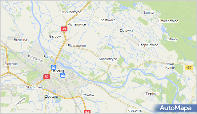 mapa Kościerzyce, Kościerzyce na mapie Targeo