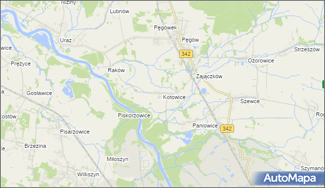 mapa Kotowice gmina Oborniki Śląskie, Kotowice gmina Oborniki Śląskie na mapie Targeo