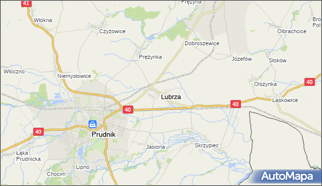 mapa Lubrza powiat prudnicki, Lubrza powiat prudnicki na mapie Targeo