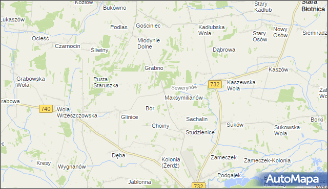 mapa Maksymilianów gmina Przytyk, Maksymilianów gmina Przytyk na mapie Targeo