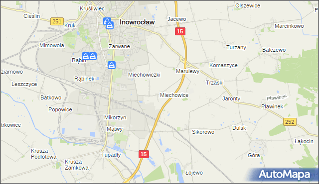 mapa Miechowice gmina Inowrocław, Miechowice gmina Inowrocław na mapie Targeo