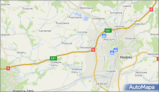 mapa Mikowice gmina Kłodzko, Mikowice gmina Kłodzko na mapie Targeo