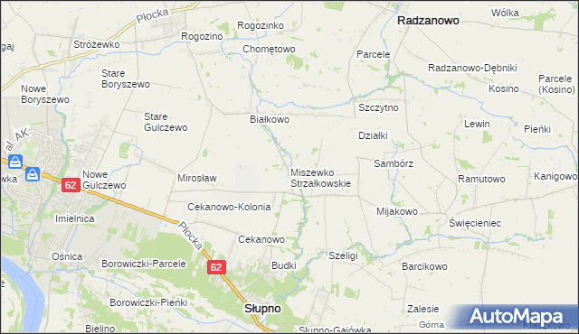 mapa Miszewko Strzałkowskie, Miszewko Strzałkowskie na mapie Targeo