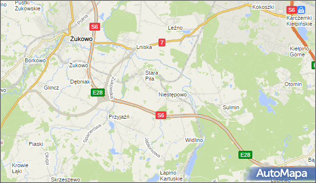 mapa Niestępowo, Niestępowo na mapie Targeo