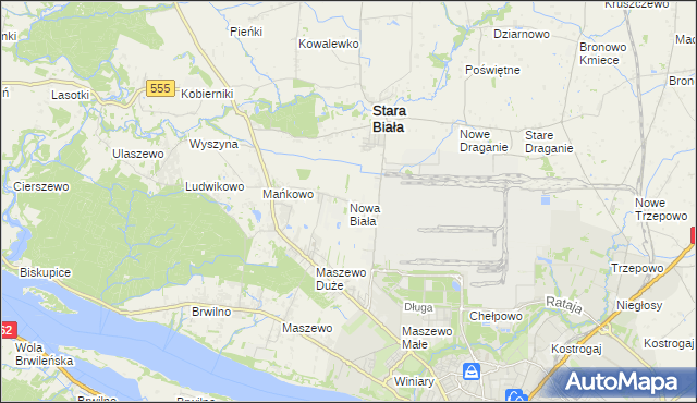 mapa Nowa Biała gmina Stara Biała, Nowa Biała gmina Stara Biała na mapie Targeo