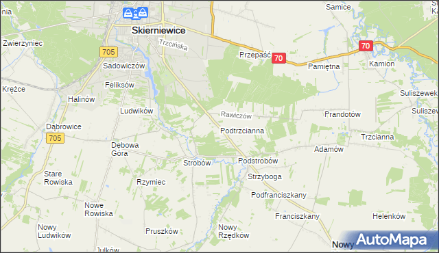 mapa Podtrzcianna, Podtrzcianna na mapie Targeo