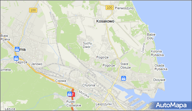 mapa Pogórze gmina Kosakowo, Pogórze gmina Kosakowo na mapie Targeo