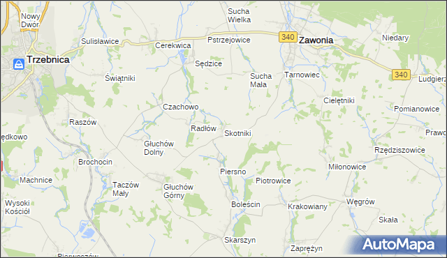 mapa Skotniki gmina Zawonia, Skotniki gmina Zawonia na mapie Targeo