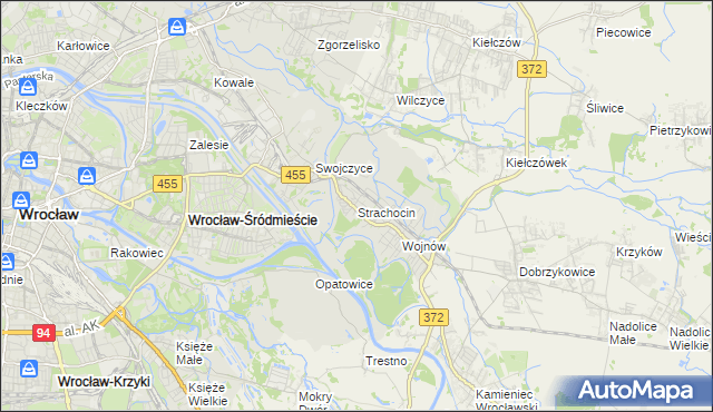 mapa Strachocin gmina Wrocław, Strachocin gmina Wrocław na mapie Targeo