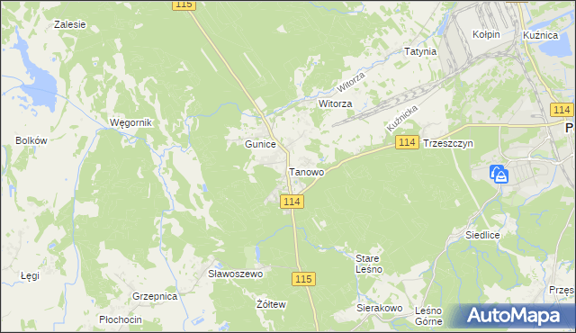 mapa Tanowo, Tanowo na mapie Targeo