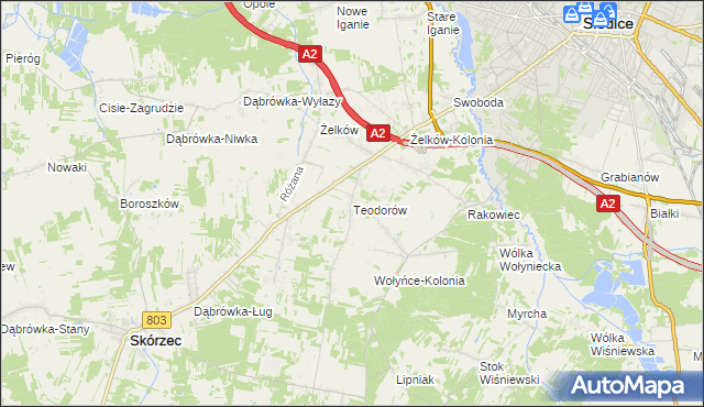 mapa Teodorów gmina Skórzec, Teodorów gmina Skórzec na mapie Targeo