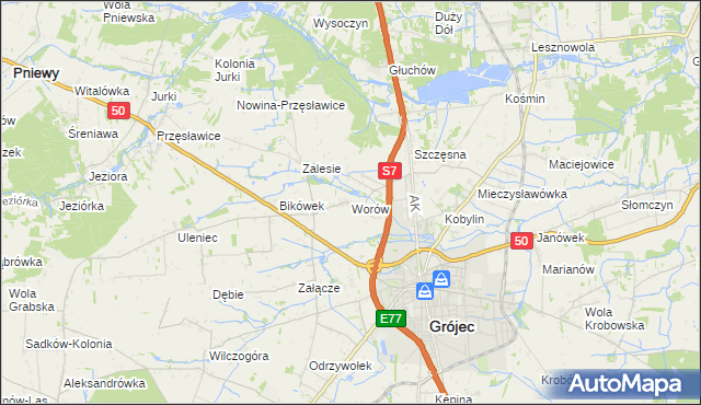 mapa Worów, Worów na mapie Targeo