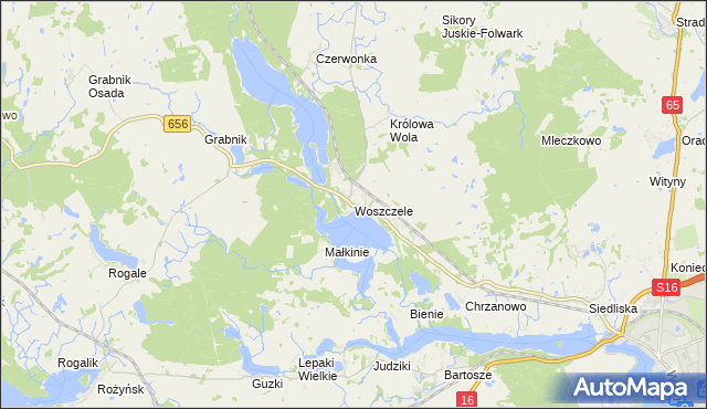 mapa Woszczele, Woszczele na mapie Targeo
