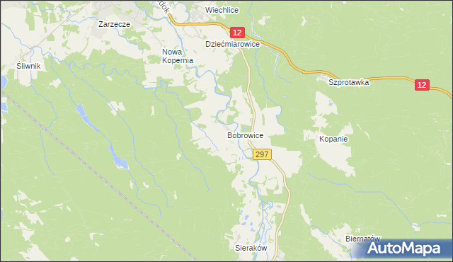 mapa Bobrowice gmina Szprotawa, Bobrowice gmina Szprotawa na mapie Targeo