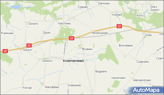 mapa Brylewo gmina Krzemieniewo, Brylewo gmina Krzemieniewo na mapie Targeo