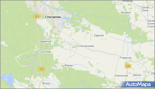 mapa Chocianowiec, Chocianowiec na mapie Targeo