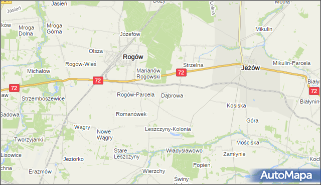 mapa Dąbrowa gmina Jeżów, Dąbrowa gmina Jeżów na mapie Targeo