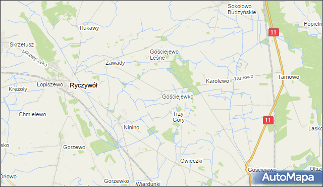 mapa Gościejewko, Gościejewko na mapie Targeo