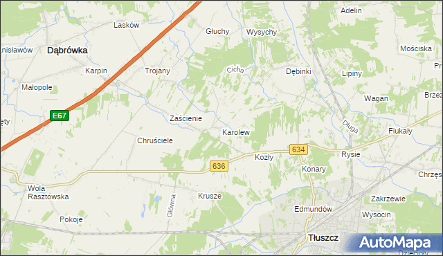 mapa Karolew gmina Dąbrówka, Karolew gmina Dąbrówka na mapie Targeo
