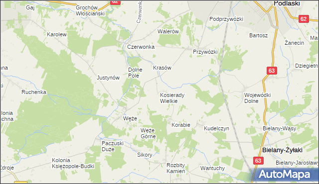 mapa Kosierady Wielkie, Kosierady Wielkie na mapie Targeo