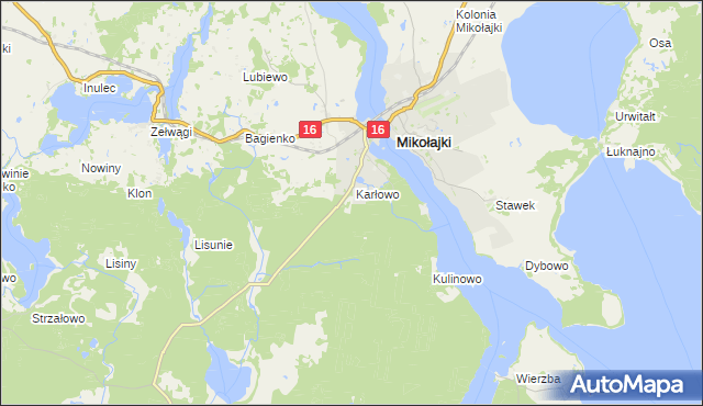 mapa Mikołajki powiat mrągowski, Mikołajki powiat mrągowski na mapie Targeo