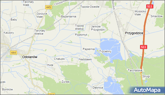 mapa Papiernia gmina Odolanów, Papiernia gmina Odolanów na mapie Targeo