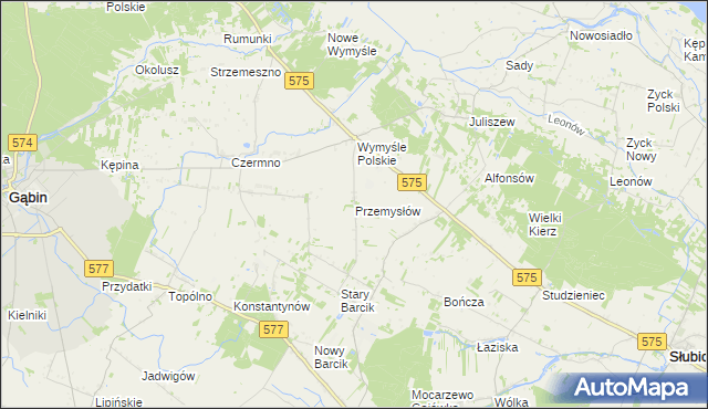 mapa Przemysłów gmina Gąbin, Przemysłów gmina Gąbin na mapie Targeo