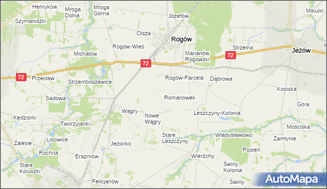 mapa Romanówek, Romanówek na mapie Targeo