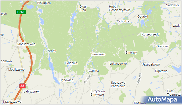 mapa Sarnówko gmina Rogowo, Sarnówko gmina Rogowo na mapie Targeo